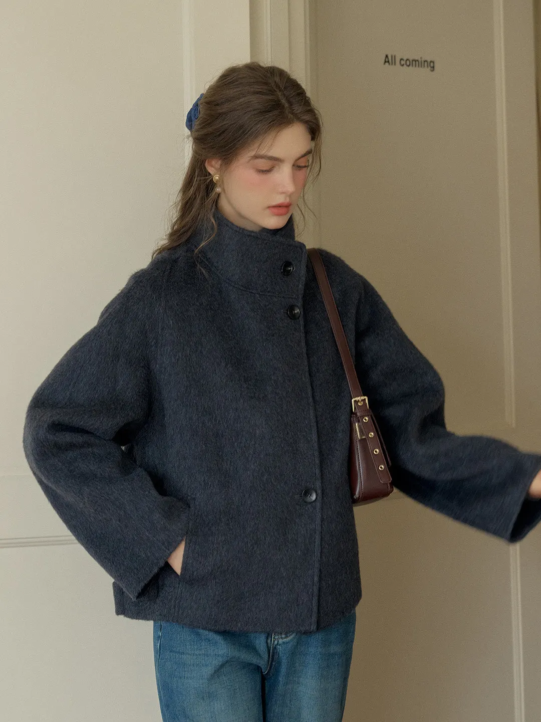 Alitzel Nortched Lapel& Mockneck Pocket Wool&Cashmere Coat