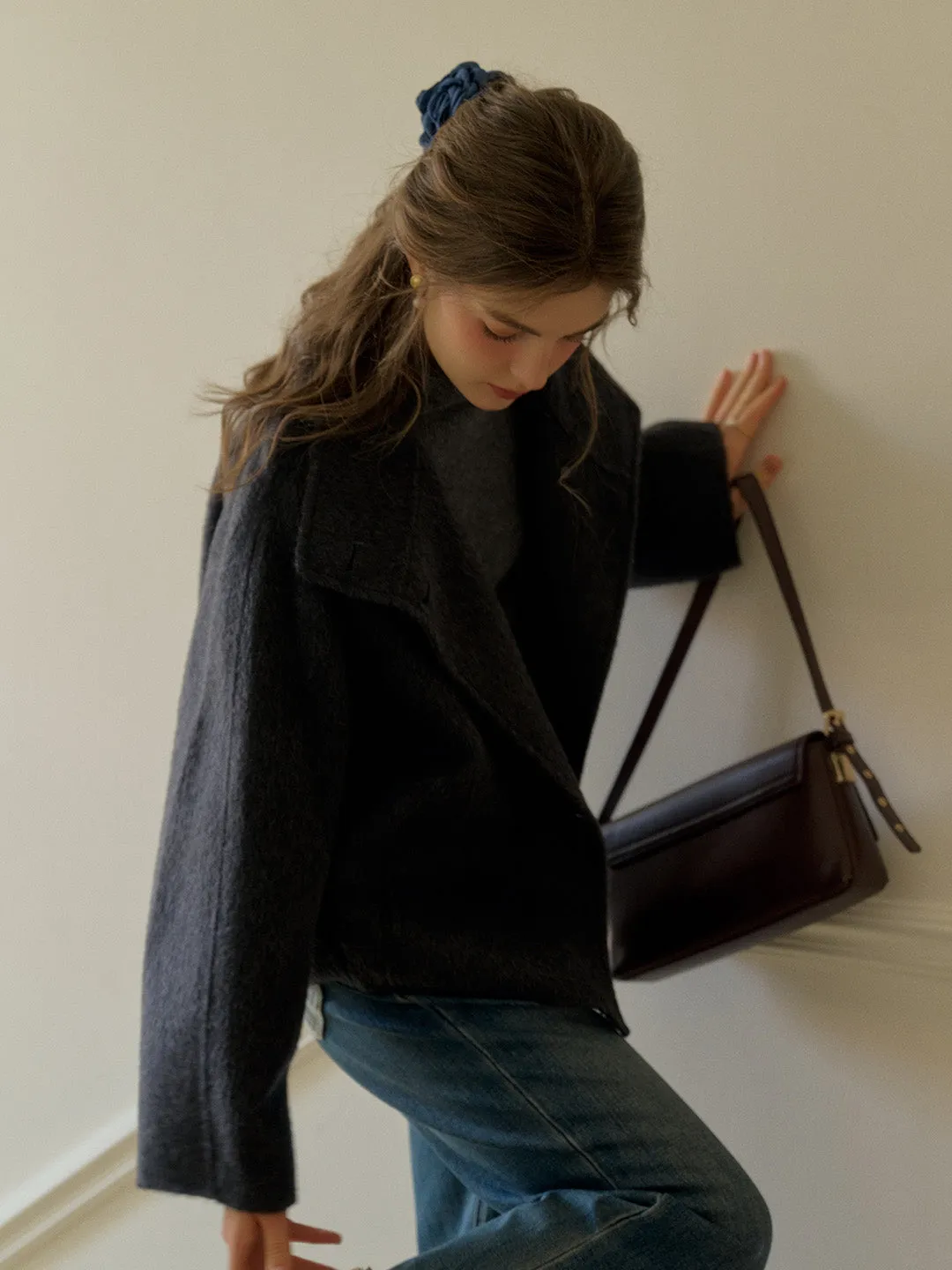 Alitzel Nortched Lapel& Mockneck Pocket Wool&Cashmere Coat