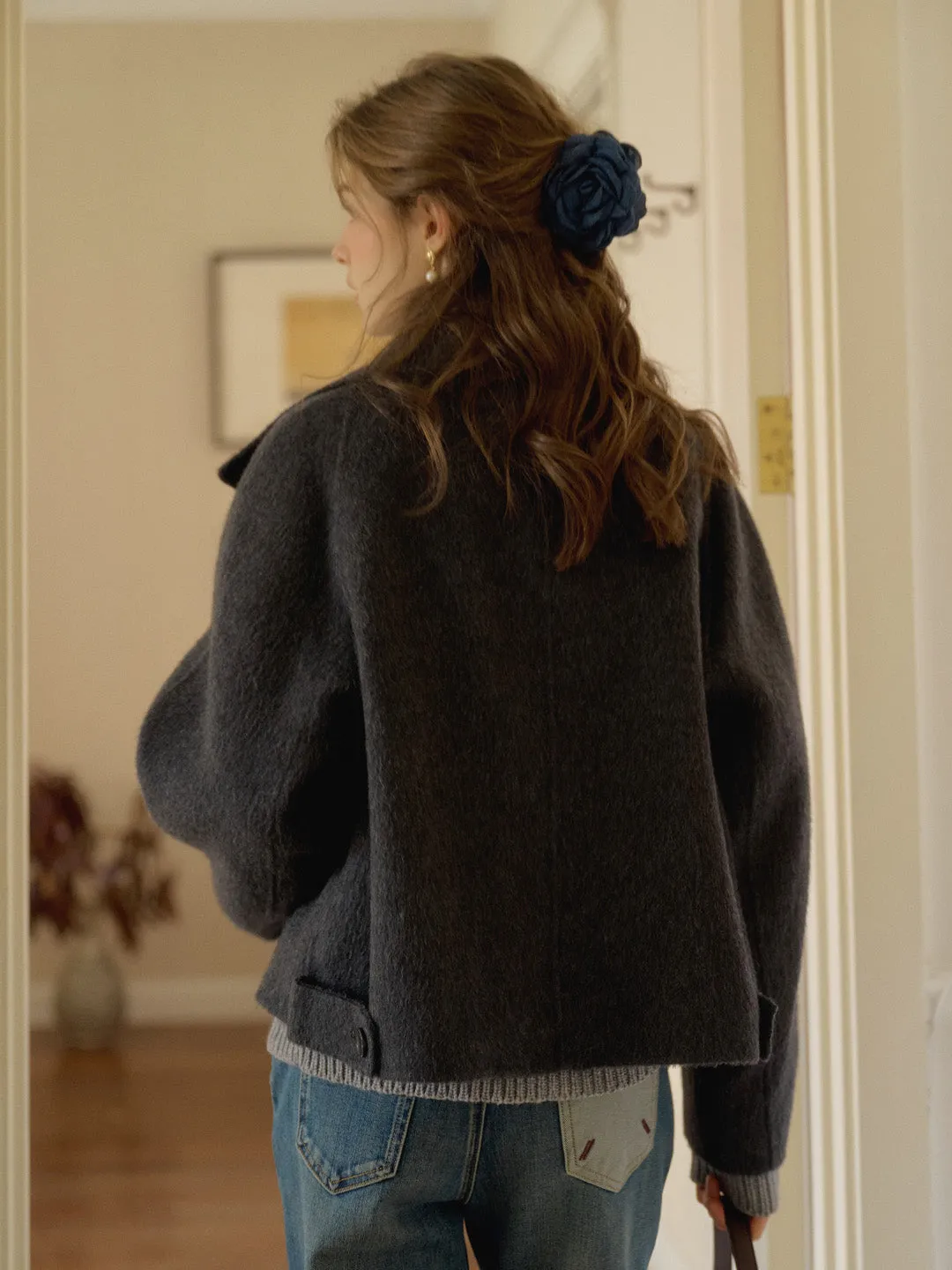 Alitzel Nortched Lapel& Mockneck Pocket Wool&Cashmere Coat
