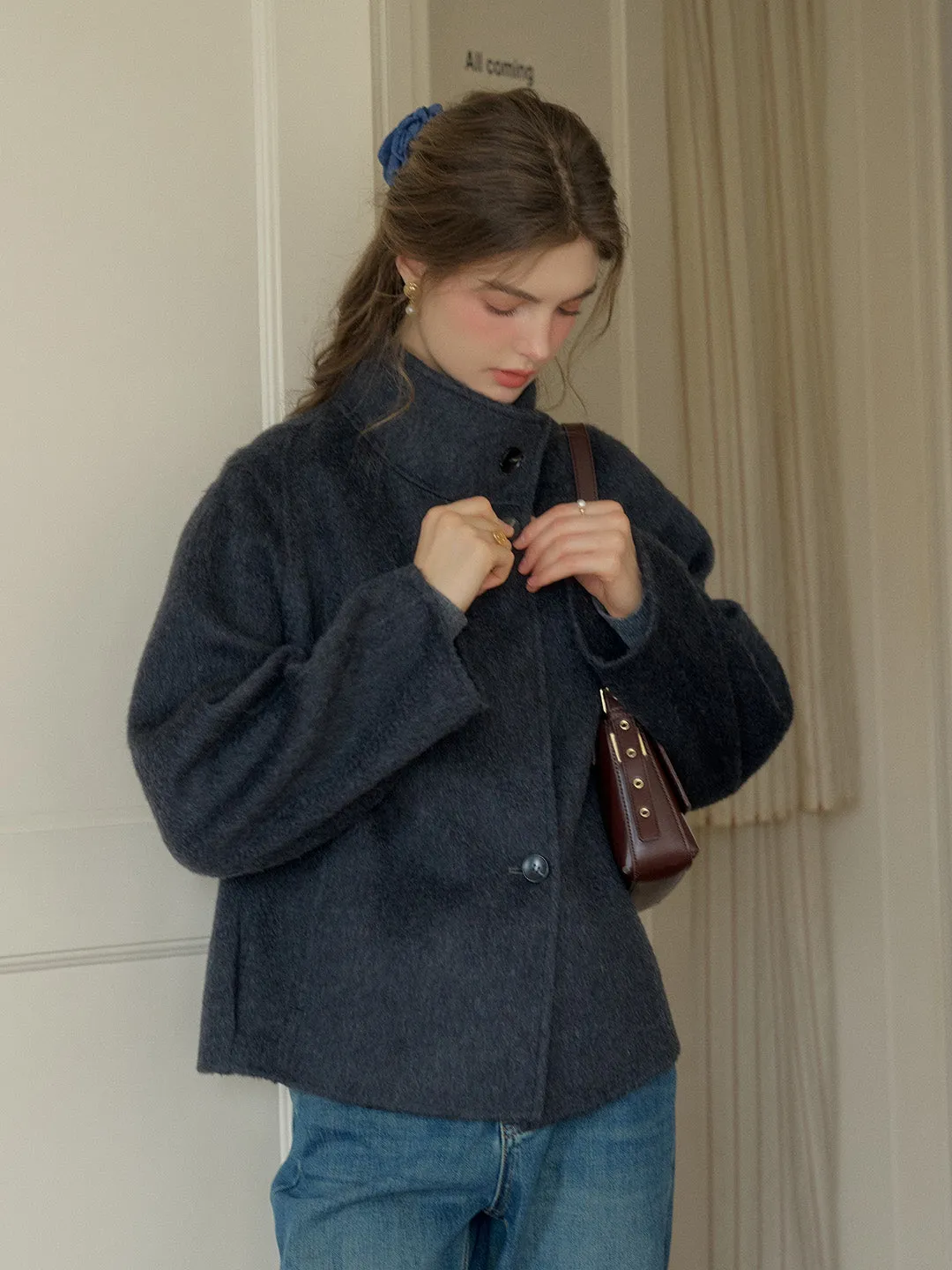 Alitzel Nortched Lapel& Mockneck Pocket Wool&Cashmere Coat