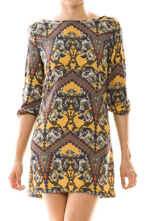 Kinny & Howie Dig That Damask 1960's Style Shift Dress