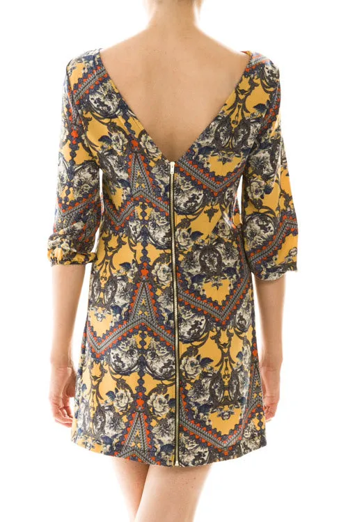 Kinny & Howie Dig That Damask 1960's Style Shift Dress