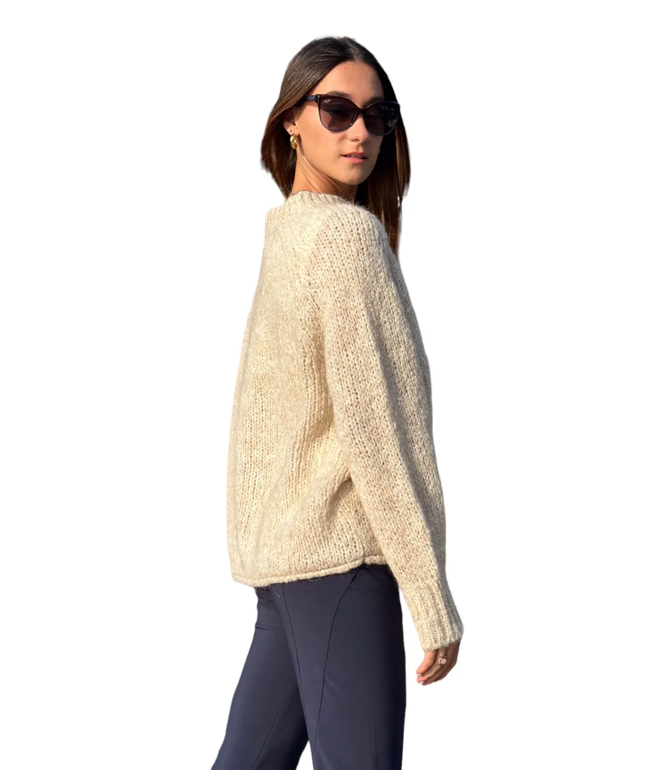 Kontatto ecru round neck pullover